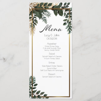 Simple Eucalyptus Greenery Wedding Party Menu