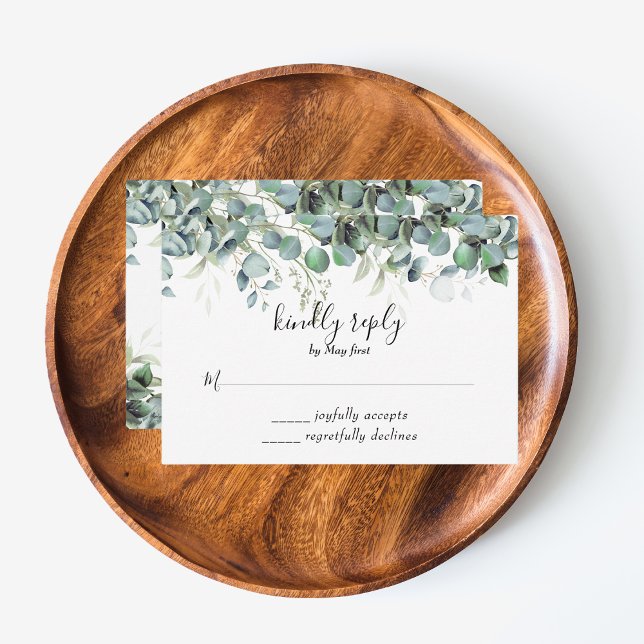 Simple Eucalyptus Greenery Wedding Party RSVP Card (Simple Eucalyptus Greenery Wedding Party Supplies)