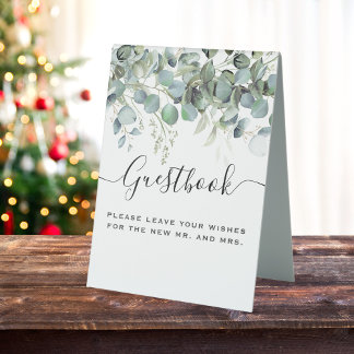 Simple Eucalyptus Greenery Wedding Party Table Tent