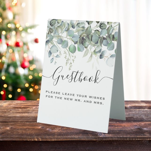 Simple Eucalyptus Greenery Wedding Party Table Tent (Simple Eucalyptus Greenery Wedding Party Supplies)