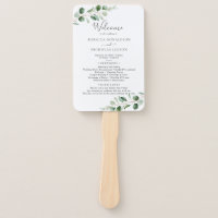 Simple Eucalyptus Greenery Wedding Program Hand Fan