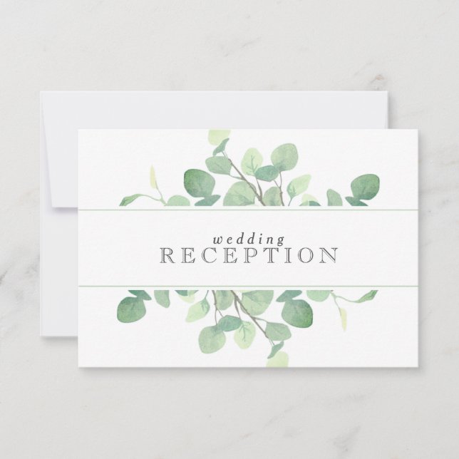 Simple Eucalyptus Greenery Wedding Reception Card (Front)