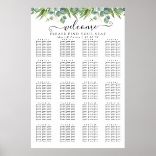 Simple Eucalyptus Greenery Wedding Seating Chart