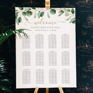 Simple Eucalyptus Greenery Wedding Seating Chart