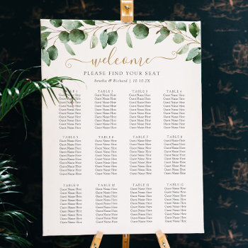 Simple Eucalyptus Greenery Wedding Seating Chart by PeachBloome at Zazzle