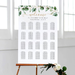 Simple Eucalyptus Greenery Wedding Seating Chart Faux Canvas Print