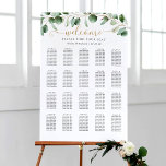 Simple Eucalyptus Greenery Wedding Seating Chart Faux Canvas Print at Zazzle