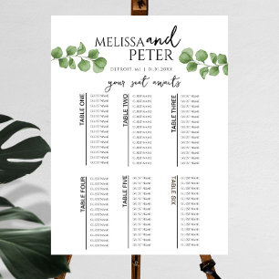 Simple Eucalyptus Greenery Wedding Seating Chart Foam Board