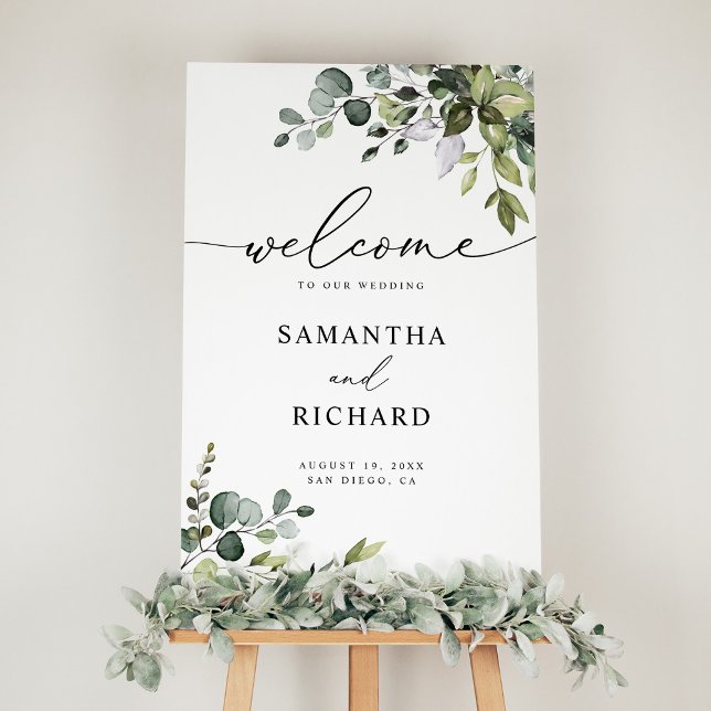 Simple Eucalyptus Greenery Wedding Welcome Foam Board (Creator Uploaded)