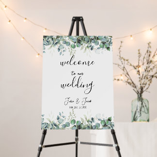 Simple Eucalyptus Greenery Wedding Welcome Poster