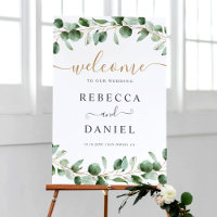 Simple Eucalyptus Greenery Wedding Welcome Sign
