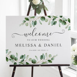 Simple Eucalyptus Greenery Wedding Welcome Sign