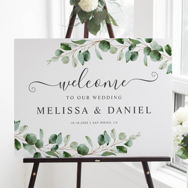 Simple Eucalyptus Greenery Wedding Welcome Sign (Creator Uploaded)