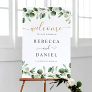 Simple Eucalyptus Greenery Wedding Welcome Sign at Zazzle