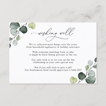 Simple Eucalyptus Greenery Wishing Well Enclosure Card by PeachBloome at Zazzle