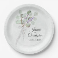 Simple Eucalyptus & Lavender Bouquet Wedding Paper Plates