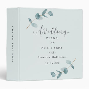 Simple Eucalyptus Leaf Frame Wedding Planner 3 Ring Binder
