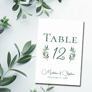 Simple Eucalyptus Leaf Wedding Table Number Card