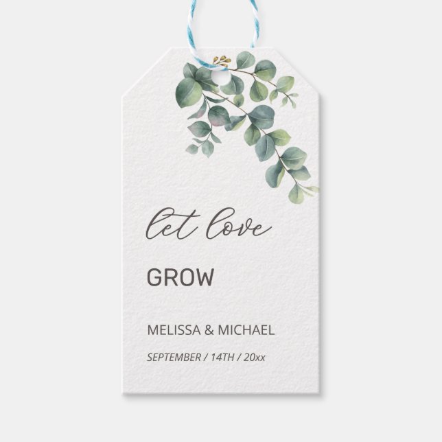 Simple Eucalyptus Leave  Wedding  Gift Tags (Front)