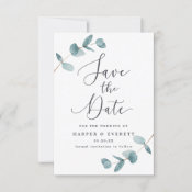 A7 Simple Eucalyptus & Calligraphy 5x7 Wedding Envelope