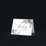 Simple Eucalyptus Leaves Greenery Thank You Card<br><div class="desc">Designed to coordinate with our Boho Greenery wedding collection,  this customizable Thank You card features mixed watercolor greenery leaves paired with a classy serif font in black for an optional inside message. Matching items available.</div>
