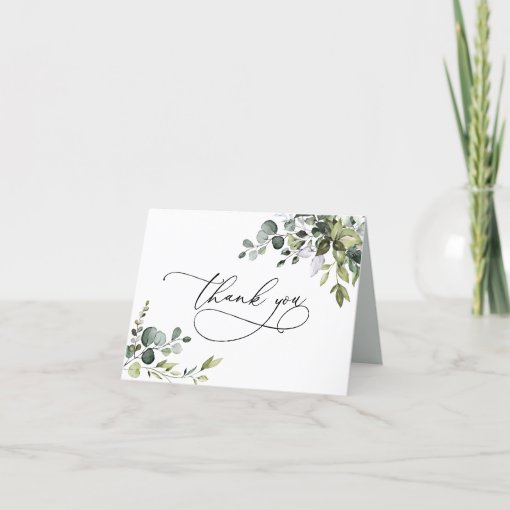 Simple Eucalyptus Leaves Greenery Thank You Card | Zazzle