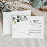 Simple Eucalyptus Leaves Greenery Wedding RSVP Card<br><div class="desc">Designed to coordinate with our Boho Greenery wedding collection,  this customizable RSVP card,  features a watercolor eucalyptus branch with calligraphy graphic text,  paired with a classy serif & modern sans font in black. Matching items available.</div>