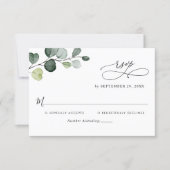 Simple Eucalyptus Leaves Greenery Wedding RSVP Card (Front)