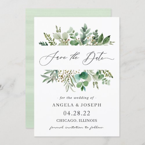 Simple Eucalyptus Leaves Wedding Save the Date Invitation - Simple Eucalyptus Leaves Wedding Save the Date Card. 
(1) For further customization, please click the "customize further" link and use our design tool to modify this template. 
(2) If you prefer Thicker papers / Matte Finish, you may consider to choose the Matte Paper Type. 
(3) If you need help or matching items, please contact me.