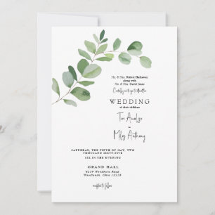 Simple Eucalyptus Modern Both Parents Wedding Invitation