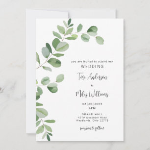 Simple Eucalyptus Modern No Parents Invitation
