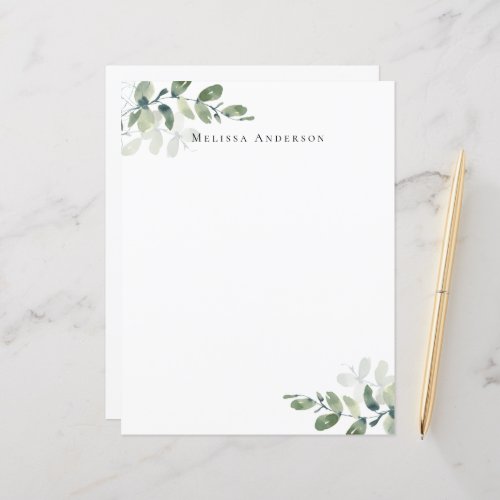 Simple Eucalyptus Personalized Letter Paper