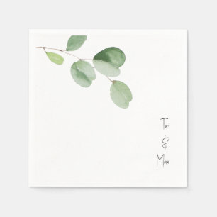 Simple Eucalyptus Stem Modern Font Names Cocktail Napkins