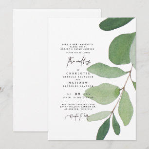 Simple Eucalyptus Stem Wedding Invitation