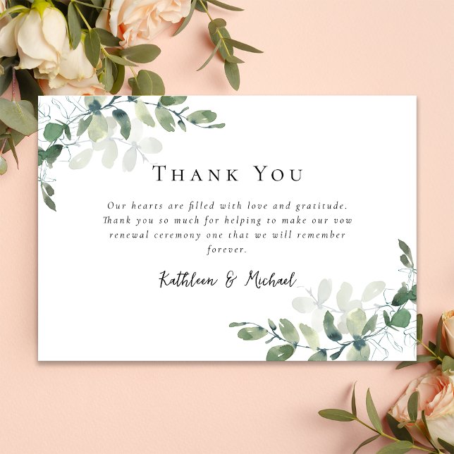 Simple Eucalyptus Vow Renewal  Thank You Card (Creator Uploaded)