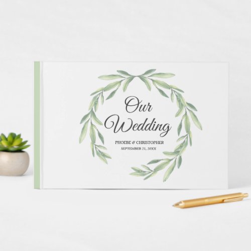 Simple Eucalyptus Watercolor Greenery Wedding Guest Book