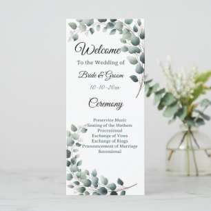 Simple Eucalyptus Wedding Program