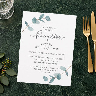Simple Eucalyptus Wedding Reception Invitation Postcard