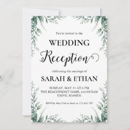 simple eucalyptus wedding reception invitations