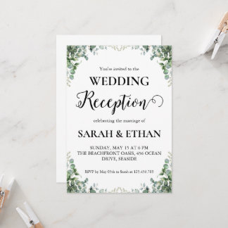 simple eucalyptus wedding reception invitations
