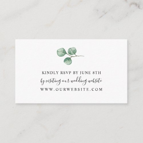 Simple Eucalyptus wedding RSVP online enclosure