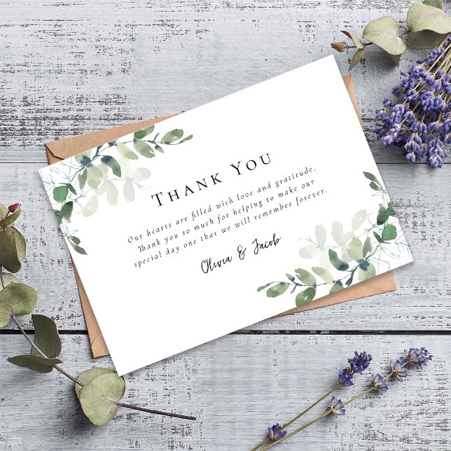 Simple Eucalyptus Wedding  Thank You Card (Creator Uploaded)