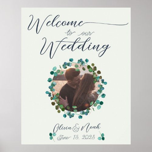 Simple Eucalyptus Wedding Welcome Poster