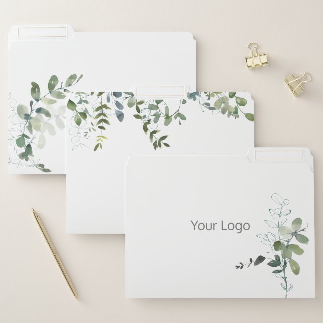 Simple Eucalyptus Your Logo Sage Green File Folder (Set)