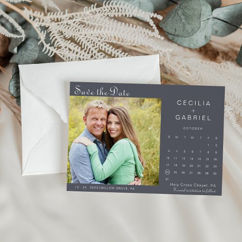 Simple Evening Boho Photo Save the Date Calendar