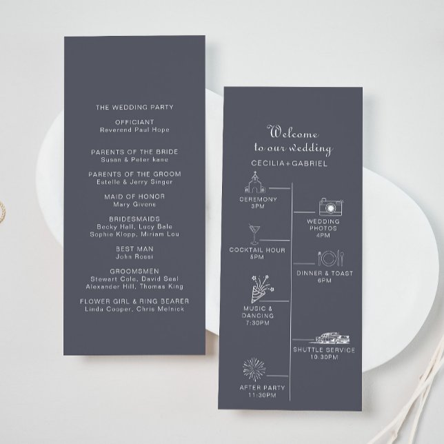 Simple Evening Boho Timeline Wedding  Program (Creator Uploaded)