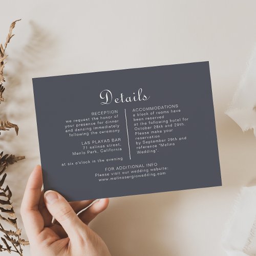 Simple Evening Boho Wedding Details  Enclosure Card