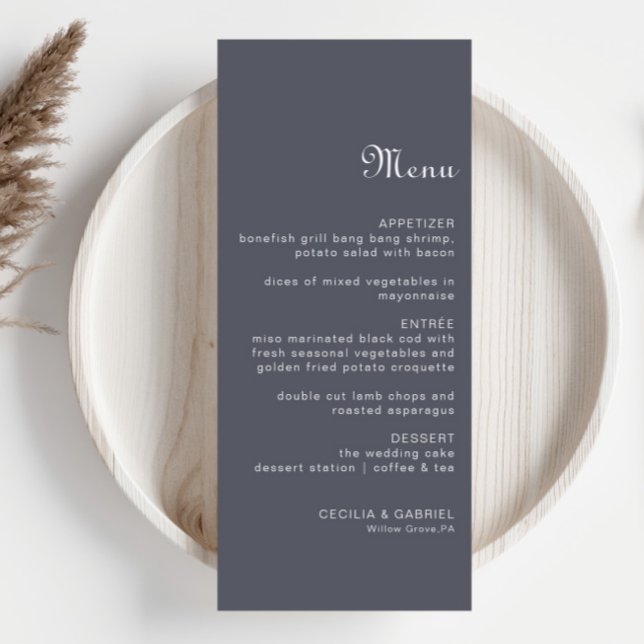 Simple Evening Boho Wedding Menu Card (Creator Uploaded)