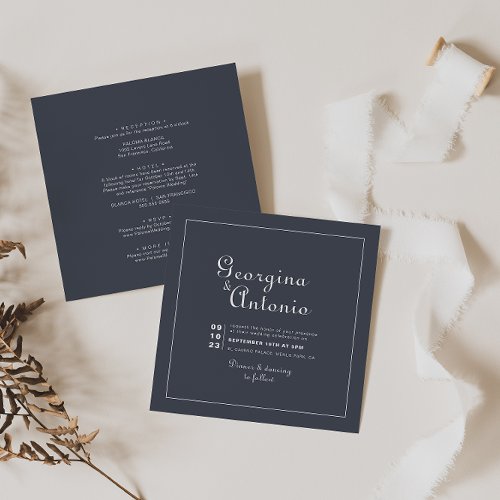 Simple Evening Front and Back Wedding   Invitation