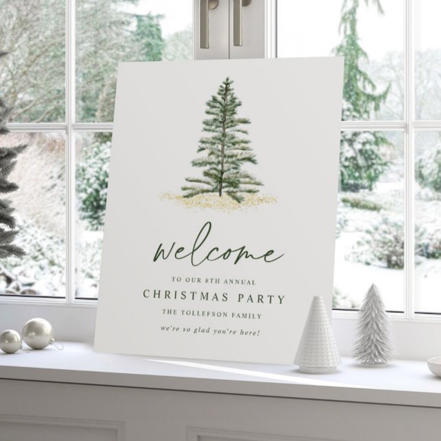 Simple Evergreen Christmas Party Welcome Sign (Creator Uploaded)